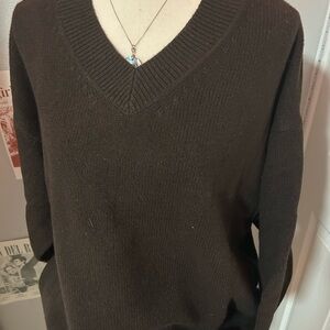 GAP Women's Deep Brown V-Neck Sweater